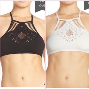 Free People Hanalei Bralettes in M/L~Black & Ivory